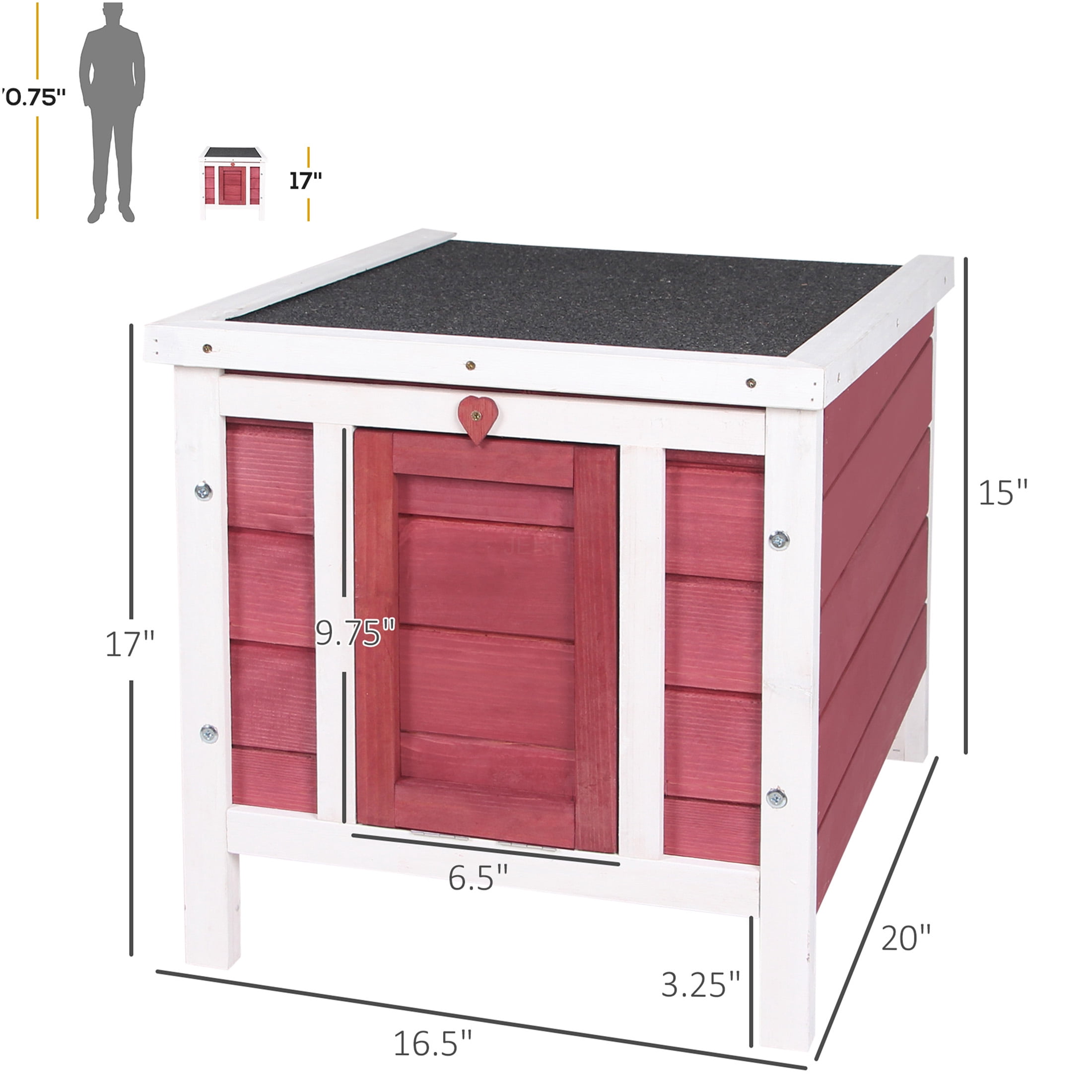 JERFIT Outdoor Rabbit Hutch with Waterproof Asphalt Roof, Small Animal Cage Wooden House with Ramp for Rabbits, Guinea Pigs, Ducks, Pets