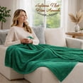 thumbnail image 5 of FAITH, HOPE, LOVE HOME DÉCOR Striata Ribbed Corduroy Blanket Queen size Ultra-Soft Plush Bed Blanket (90" x 90") - Green, 5 of 9
