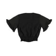 thumbnail image 2 of bar III Womens Surplice Ruffle Pullover Blouse, Black, XX-Small, 2 of 2