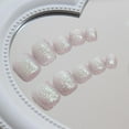 thumbnail image 3 of WLGDLH 24 uñas postizas para dedos del pie con brillo plateado, 3 of 7