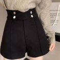 thumbnail image 3 of Wuffmeow Short Décontracté à Jambe Grand pour Femmes en Laine à Double Poche Taille Haute, 3 of 7