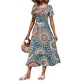 thumbnail image 4 of TARAINYA Summer Dresses for Women Casual Floral Dress Pocketed Flared Hem Midi Beach Sundress, 4 of 8