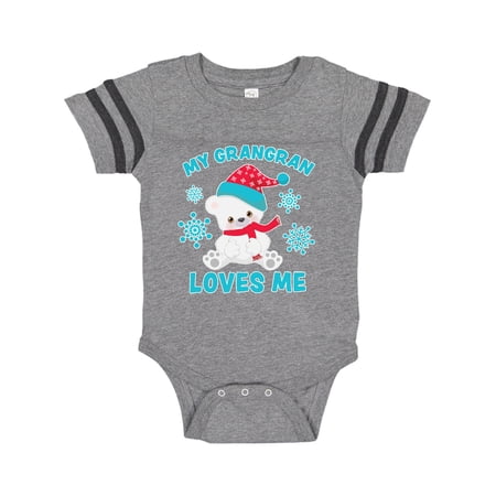 

Inktastic Polar Bear My Grangran Loves Me in Santa Hat with Snowflakes Gift Baby Boy or Baby Girl Bodysuit