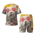 thumbnail image 1 of Fotbe Floral Sunglasses Cat Art Pijama Estampada de 2 Piezas para Niños – Ropa de Dormir de Manga Corta Cómoda para Niños y Niñas, Camiseta y Shorts de Algodón-XX-Large, 1 of 6