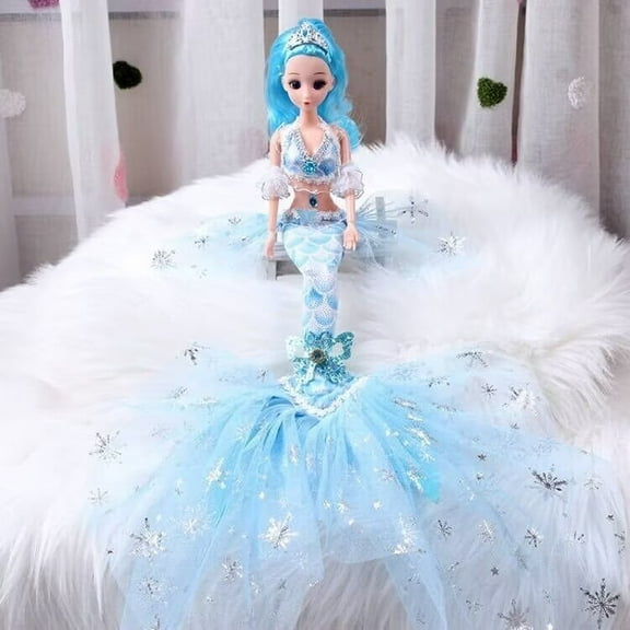 Babysbule 12 Inch Mermaid Princess Doll – Colorful Fashion Removable Outfit with Long Wavy Curly Hair – Poseable Mermaid Toy with 11 Joints – Gift for Girls Birthday, Holiday or Christmas