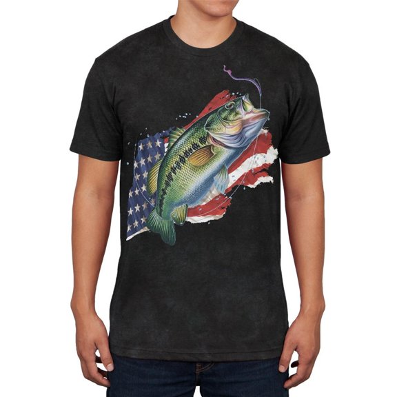 4th of July American Fisherman Bass Mens Soft T Shirt