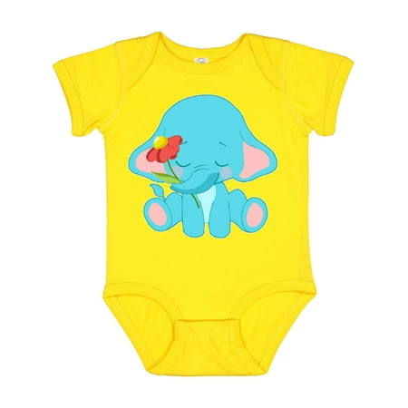 

Inktastic Cute Baby Elephant with Flower Gift Baby Boy or Baby Girl Bodysuit