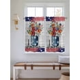 thumbnail image 2 of Independence Day Bathroom Window Curtain, Red Blue Flag Flowers Wooden Grain Light Filtering Coffee Kitchen Curtains, Bedroom Living Room Curtains 2 Panel 84"x45", 2 of 6