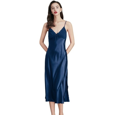 

Spdoo Women Lingerie Satin Lace Chemise Nightgown Sexy V Neck Full Slips Sleepwear