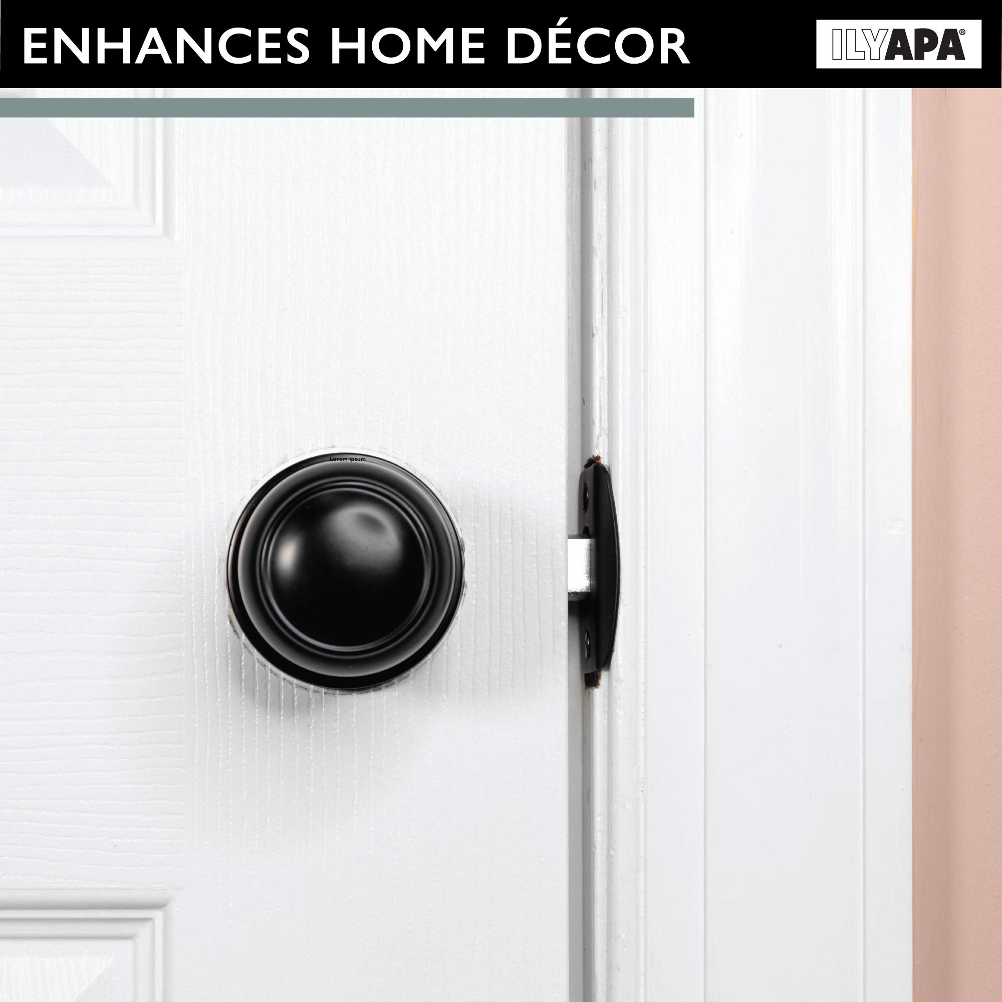 Ilyapa Passage Door Knobs, Colonial Style Closet Door Handle Matte Black Bedroom Inside Knobs Interior Hall Non Locking Indoor Doorknob, 10 Pack