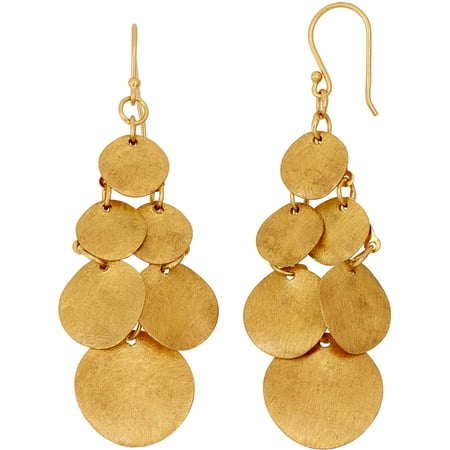 5th & Main 14kt Gold-Plated Circle Drop Gypsy Earrings with Satin Finish