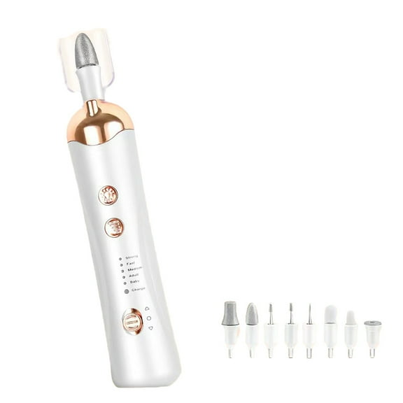 Professional Manicure Pedicure Kit, Electric Nail File Set, Cordless Electric Nail Drill Machine, 5 Speeds Hand Foot Care Tool for Nail Grind Trim Polish(White)