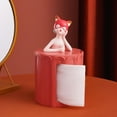 thumbnail image 4 of Girl Statue Tissue Box Covers Tissues Holder Case Decoration Orange Red, 4 of 8