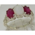 thumbnail image 2 of LBG 925 Sterling Silver Natural Opal and Ruby Womens Trilogy Ring - Size 8.75, 2 of 2