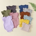thumbnail image 4 of BOOMNY Toddler Girls Bodysuit Ruffled Sleeve Casual Solid Color Bodysuits Soft Loose Onesie Romper Comfy Dailywear, 4 of 4