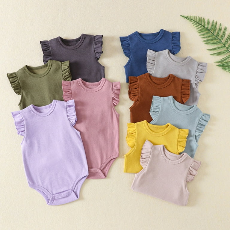Colored Plain Baby Rompers Ulitacool 9-12 Months Baby Rompers Girl