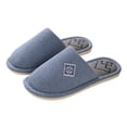thumbnail image 1 of Mens and Womens Home Slippers Simplicity Solid Color Close Toe Comfortable Non-Slip Indoor Flax Slippers Navy, 1 of 1