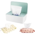 thumbnail image 1 of Wipes Dispenser with 2Pcs Portable Refillable Wipe Holder,Reusable Large Wipe Holder Box Flushable Wipes Case Bathroom Wipes Container for Pet Nursery Kitchen Office Counter(White-Green), 1 of 7