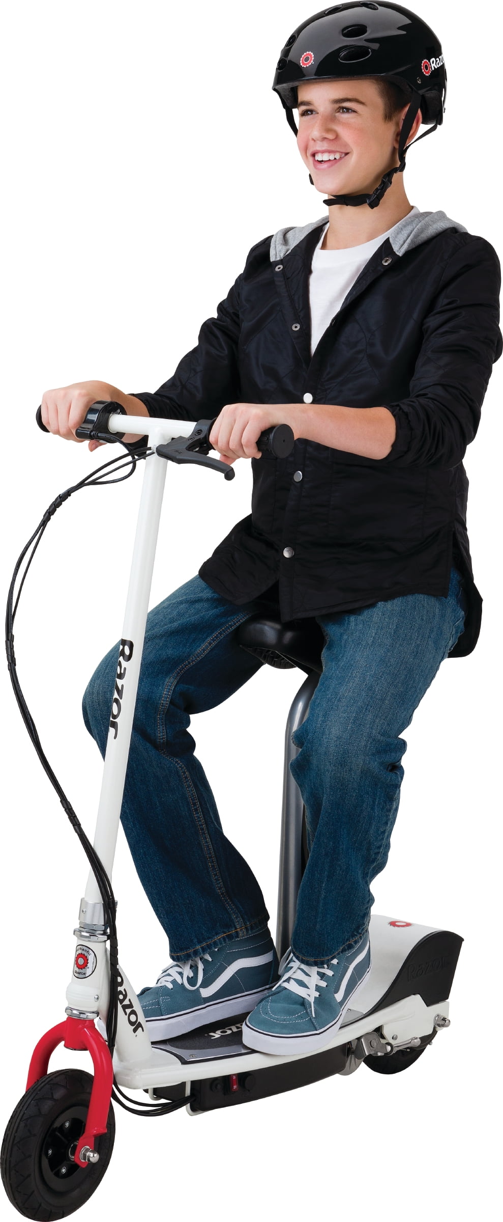 Razor E200S Seated Electric Scooter, for Ages 13+ and up to 154 lbs, 8  Pneumatic Front Tire, 200W Chain Motor, Up to 12 mph & up to 8-mile Range,  24V Sealed Lead-Acid
