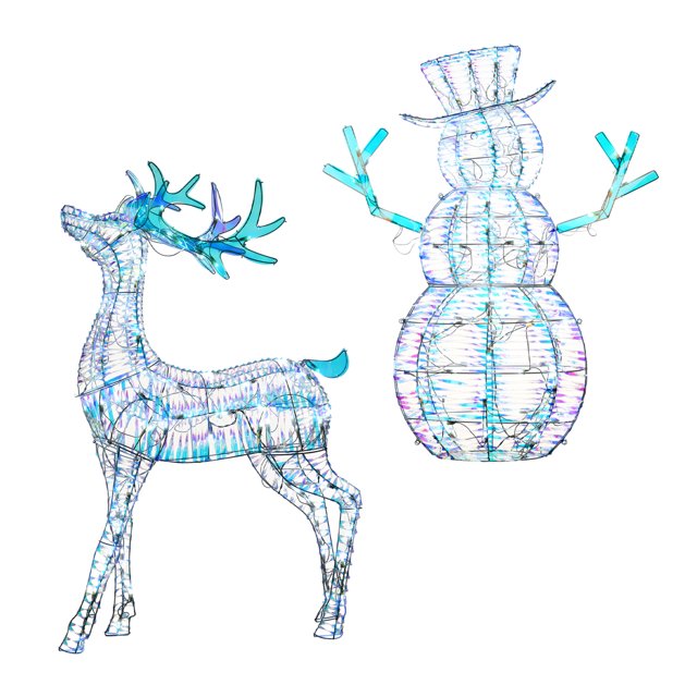National Tree Company 105 LED Lights Reindeer Decoration with Snowman