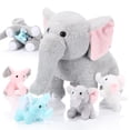 thumbnail image 1 of Set de animales de peluche Skylety con diseño de elefante de peluche con bebés, 5 unidades, 1 of 7