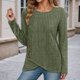 thumbnail image 1 of MHFRRA Camiseta de Manga Larga Ajustada para Otoño e Invierno, Básica, Elástica, Acanalada, Cómoda, Cuello Redondo, Informal, para Uso Diario Verde Militar, 1 of 4