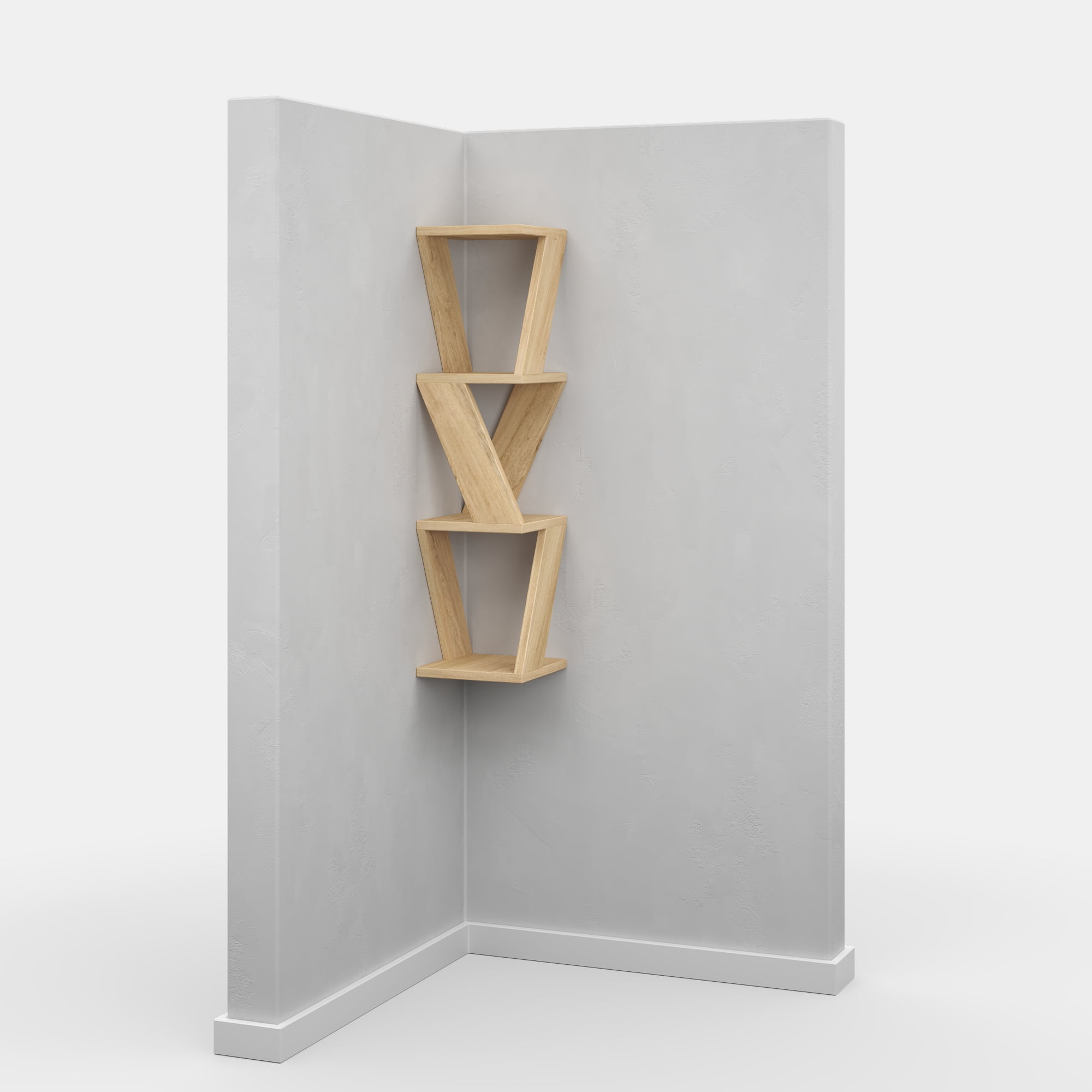 Ada Home Decor Furniture 8.66" 3 Tier Oak Chicago Modern Wall Shelf