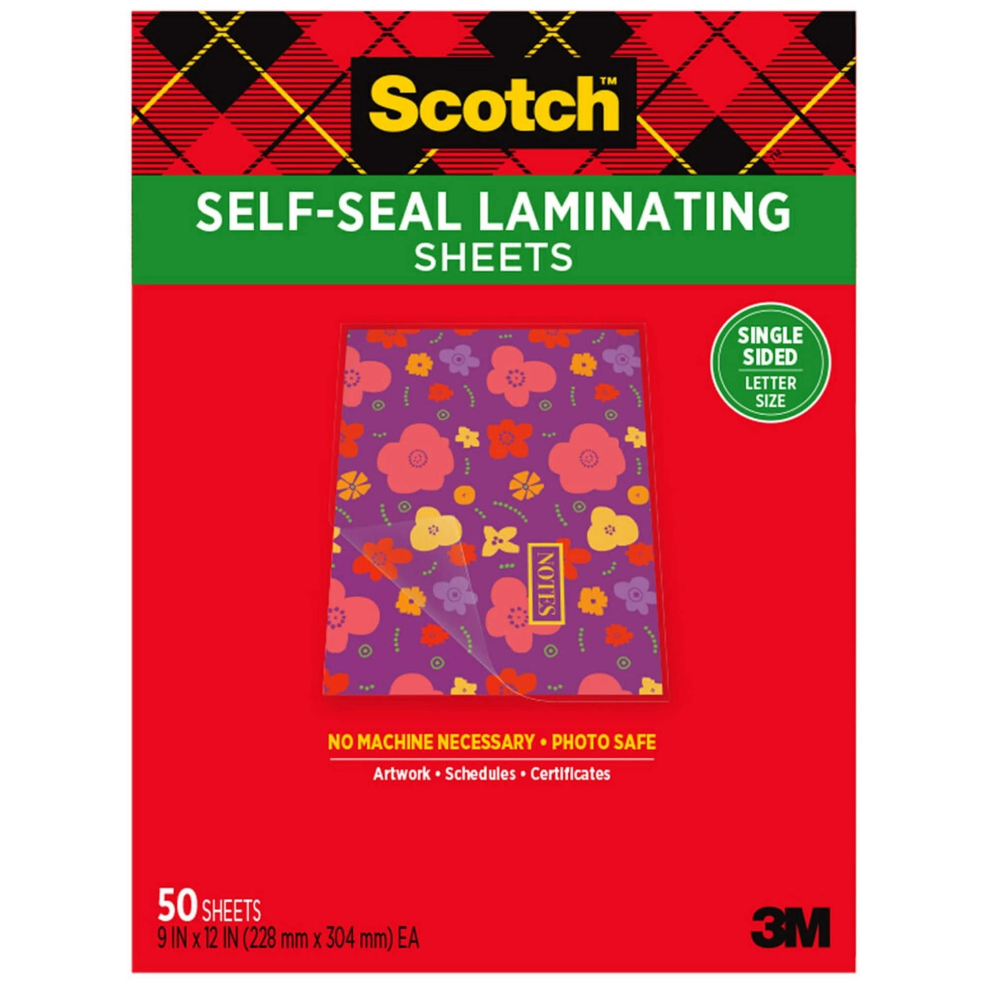 Scotch 9 x 12 Inches Laminating Sheets Letter Size Single Sided, 50 Pouches (SF854-1B)