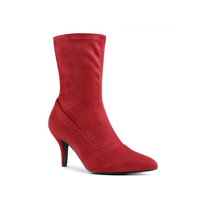 BLISSFUL STEP Bottines à Talons Aiguilles Pointus pour Femmes Rouge 6