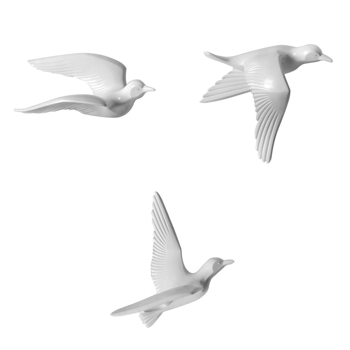 3/5Pcs Resin Seagull Wall Sculptures Home Decor Hanging Decorations White 