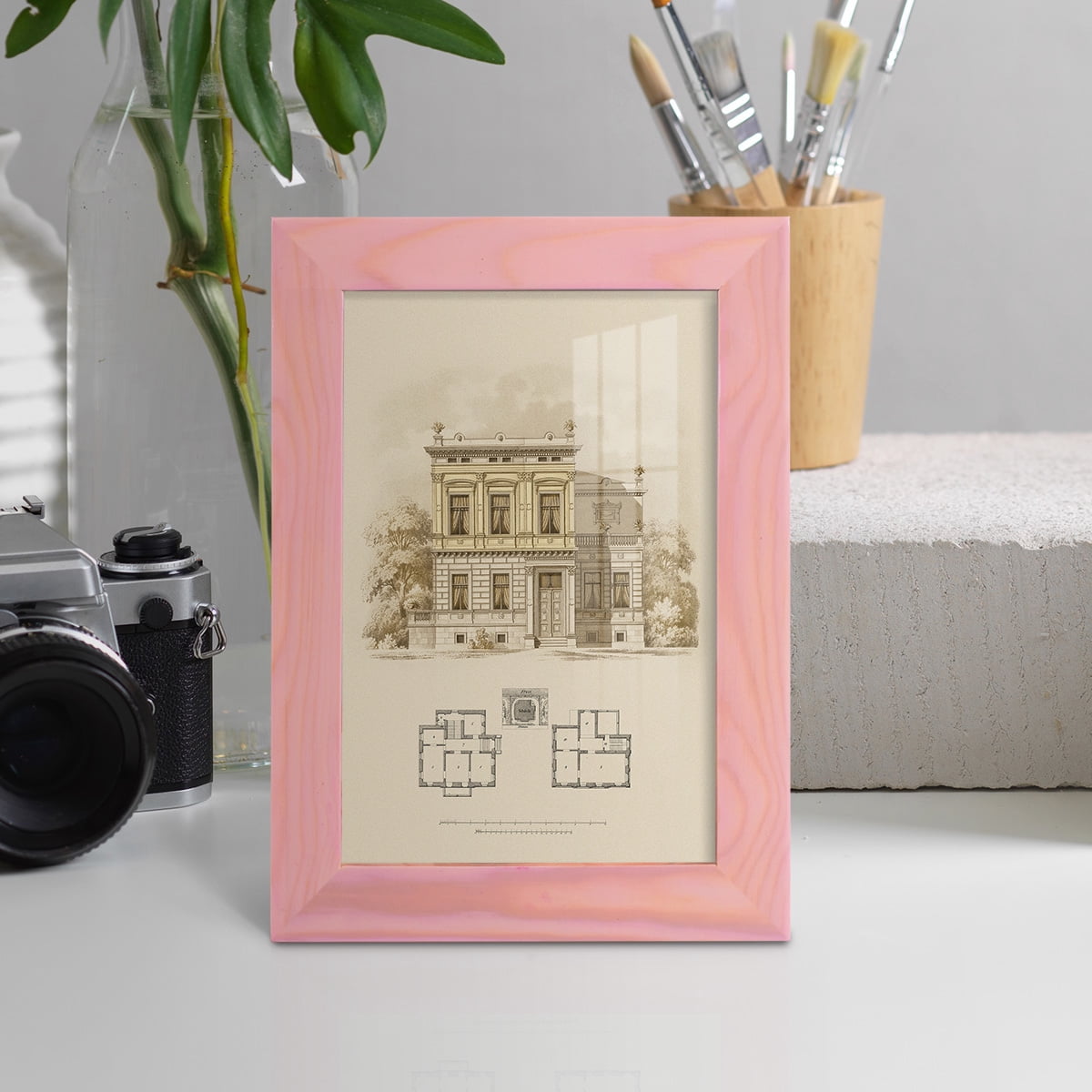 Estate and Plan III -Framed Print w/glass-Sunset Pink