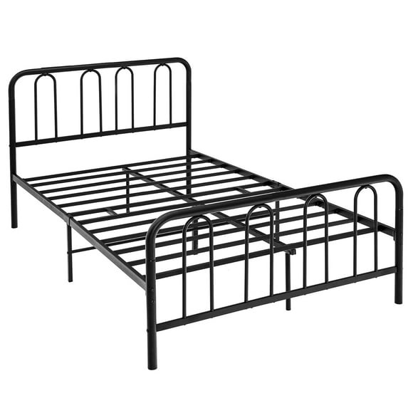 Gymax Stylish Full Size Metal Bed Frame Platform Bed Base w/ Headboard & Footboard