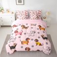 thumbnail image 2 of Castle Fairy Cartoon Dachshund Dogs Twin Bedding Sets 7-Piece for Kids Children,Kawaii Pets Bedding Comforter Set Microfiber,Cute Animal Breathable Sheet Sets,Microfiber Bedroom Decor,Reversible, 2 of 8