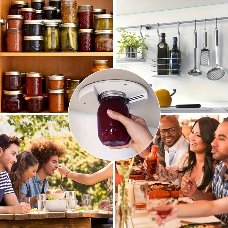 3pcs 2-in-1 Down Cabinet Can & Can Opener Set - Heavy Duty Swivel with Ergonomic Handle, Multi Size Lid Clamp for Kitchen