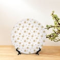 thumbnail image 6 of Bingfone Gold Snowflake Stripes Print Bone China Dinner Decorative Plates,Handmade Ceramic Dinner Plate with Stand for Home Club-7in, 6 of 6