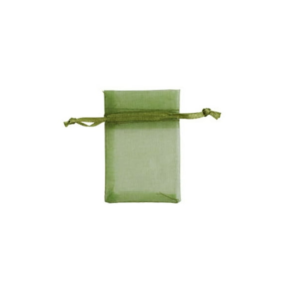 Basil Organza Drawstring Pouches - 2"W x 3"H  - Pack of 50