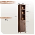 thumbnail image 6 of Ktaxon Fluted Bathroom Storage Cabinet Narrow Tall, Freestanding Cabinet Storage Tower with Grille Single Door and One Drawer, Walnut, 6 of 10
