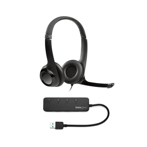 Auriculares Logitech H390 USB con micrófono con cancelación de ruido y hub USB de 4 puertos