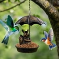 thumbnail image 5 of Luxcidy Vintage Metal Birds Feeder, Brown Iron Hanging Outdoor Bird Bath (Squirrel), 11.02x3.94in for Garden Yard Patio Lawns Decor, Rustic Finish (C), 5 of 6