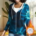 thumbnail image 4 of JTZGDY Womens Full-Zip Fleece Hoodie Sweatshirts Lightweight Casual Striped/Plaid/Floral/Color Block Print Drawstring Long Sleeve Hooded Ouwear Jackets with Pockets Fashion Outfit Clothes Blue#01 M, 4 of 7