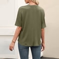 thumbnail image 5 of Summer Fashion Shirts for Womens Plus Size Solid Color V-Neck Pocket Button Loose Short Sleeve Shirts Top Blouse, 5 of 8