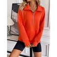thumbnail image 6 of Women's Half Zip Collar Pullover, Raglan Sleeve Casual Sweatshirt, Pocket Front Kangaroo Pocket, Loose Fit Crewneck Top, Autumn Winter Relaxed Streetwear Style Orange XXL, 6 of 10