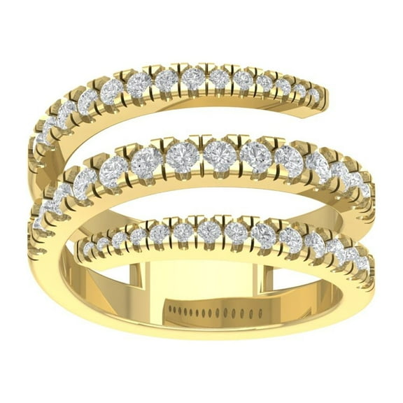 Araiya Fine Jewelry 14K Yellow Gold Round-shape Lab Grown Diamond Triple Wrap Band Ring ( 1 cttw, D-F Color, VS Clarity) Size 10