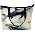 thumbnail image 2 of Whale Stylish Canvas Leather Mix Handbag with Twill, Sponge, Jeanette Material - 30x10.5x39cm Dimensions, 2 of 5