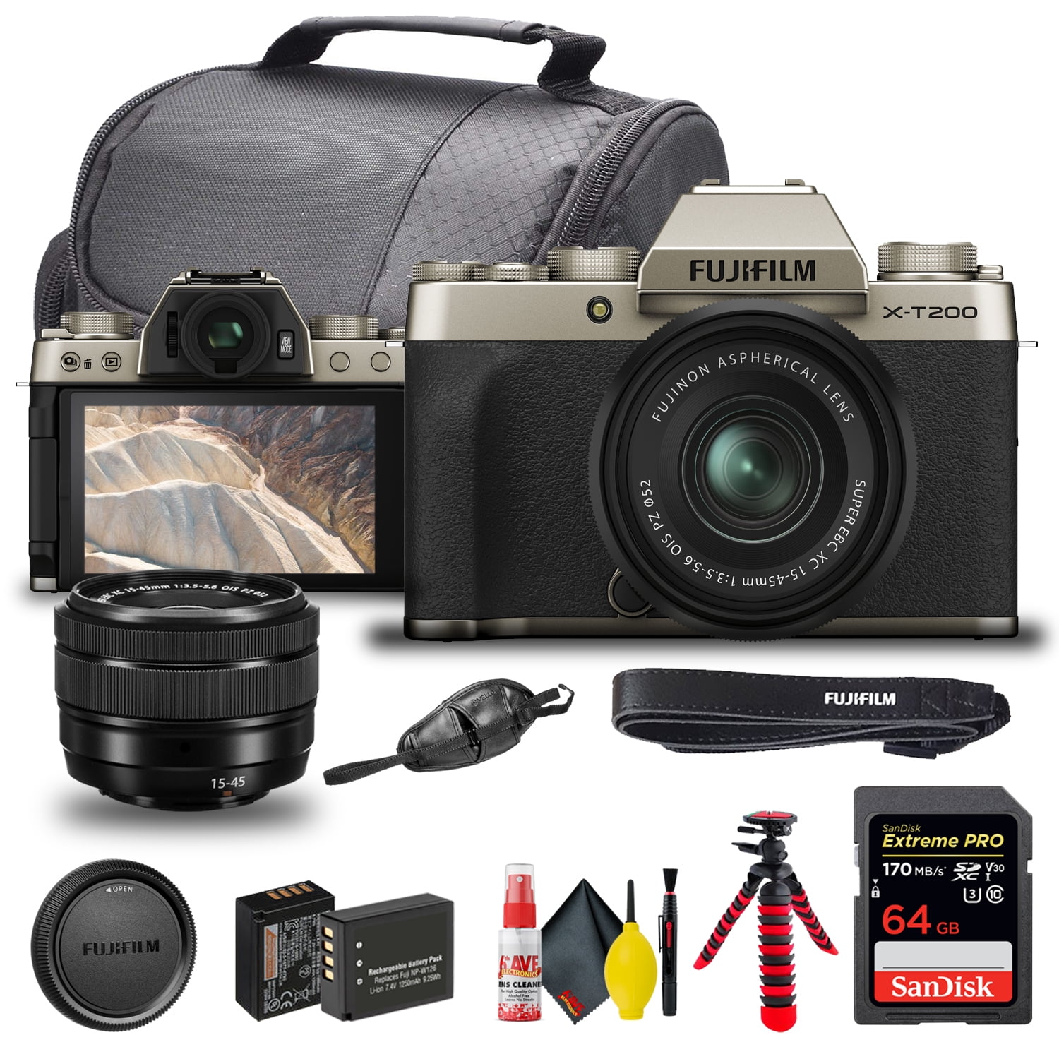 FUJIFILM XT200 Mirrorless Digital Camera with 1545mm Lens (Champagne