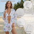 thumbnail image 6 of Xoenoiee Starfish Seashell Conch Coral Print Bathing Suit Cover Up for Women Lightweight Swimsuit Coverup Dress Long Sleeve Button Shirt Beach Cover Ups Summer Vacation Outfit, Size XL, 6 of 7