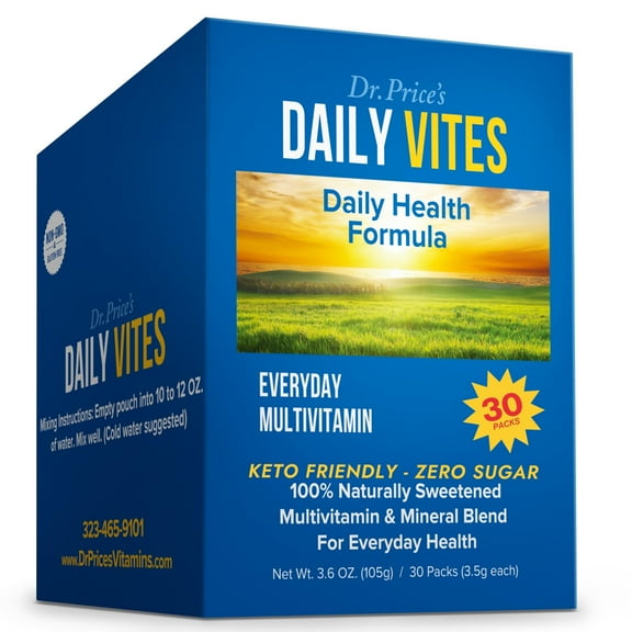 Dr. Price’s Daily Vites Multivitamin – 30 Packets | B-Complex Vitamin & Mineral Drink Mix | Zero Sugar, Non-GMO