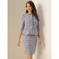thumbnail image 2 of DARING DIVA 2Pcs Women's Suit Jacket Pencil Tweed Skirt Suit Set 3XL Purple, 2 of 6