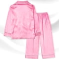 thumbnail image 3 of Usaibhir Girls Pajamas Satin Long Sleeve Sleepwear Set Silky Feel Pjs for Kids Ages 4 to 14, 3 of 8