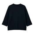 thumbnail image 5 of Sweatshirts for Women Dqueduo Women's Casual Three-Quarter Sleeve Knit Crew Neck Top – Breathable Solid Color Tee Black S, 5 of 10
